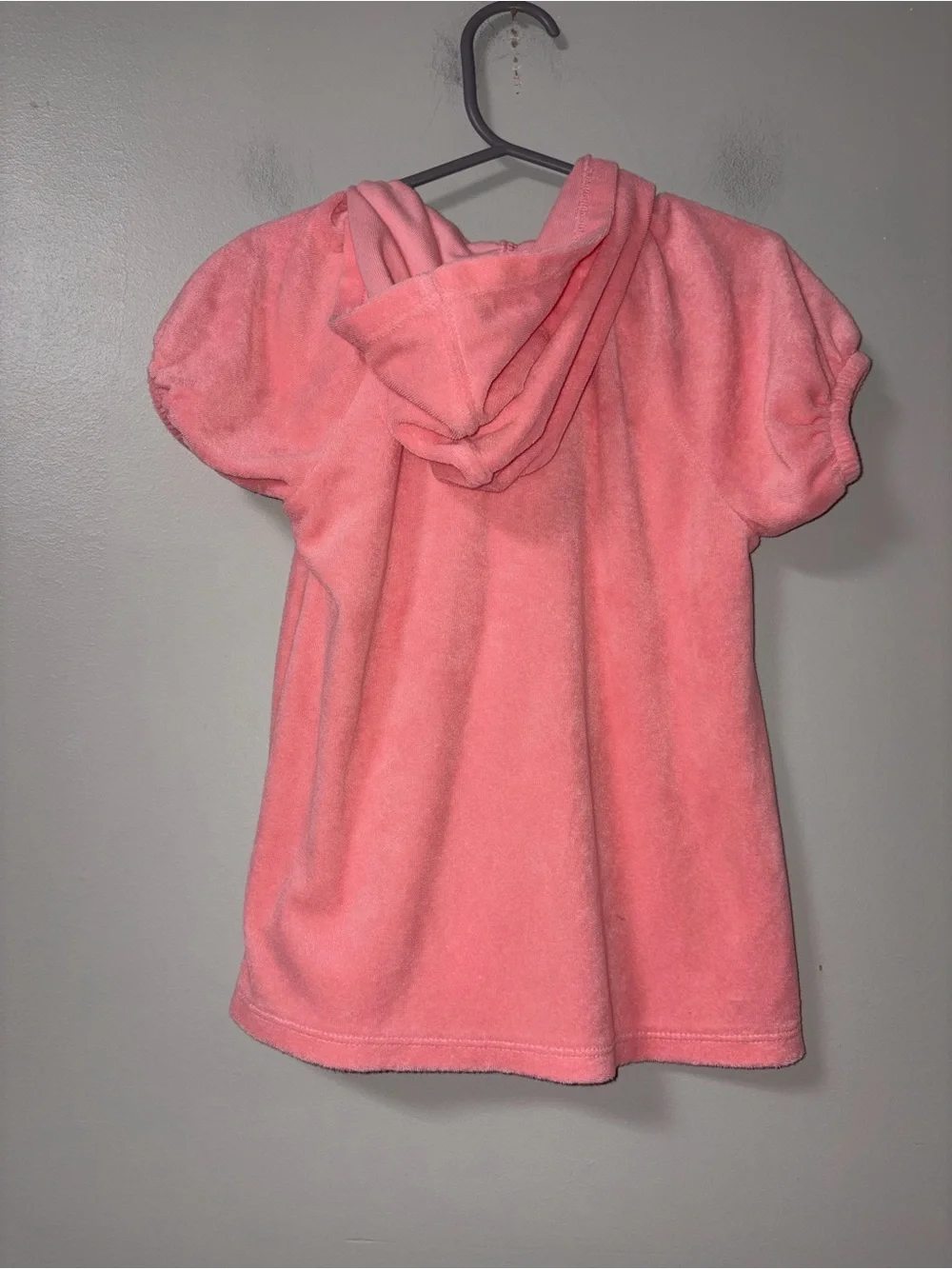 Old Navy Rose Quartz Puff Sleeve Hooded Swim Cover-Up Dress Terry Cloth 18-24M